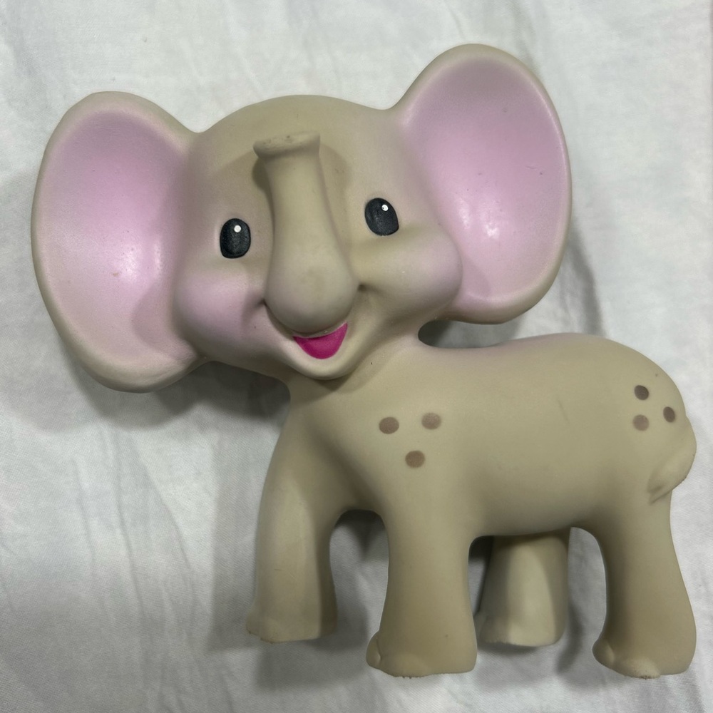 Infantino Gray & Pink Elephant Teether –Baby Teething Toy–Soft BPA-Free Silicone